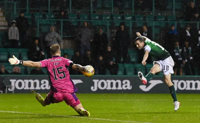 Joe Hart saves from Hibs forward Jamie Murphy