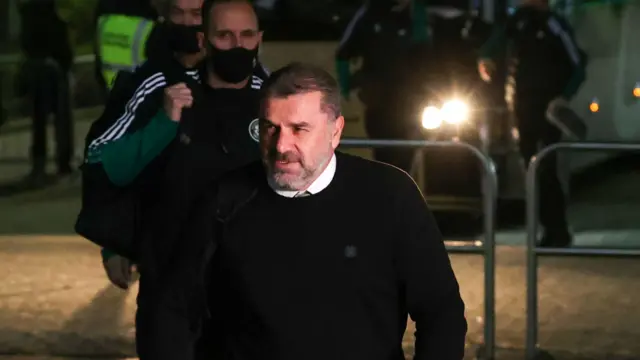 Ange Postecoglou arriving at Celtic Park