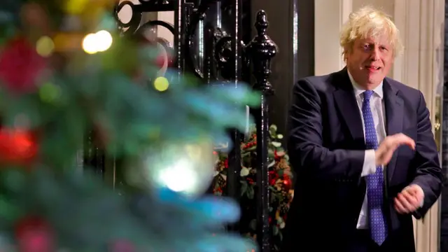 Prime Minister Boris Johnson outside No 10.