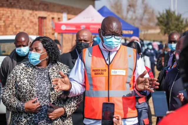 Premier David Makhura visits Lawley Fire Station pop up vaccination site on August 17, 2021 in Lenasia, South Africa