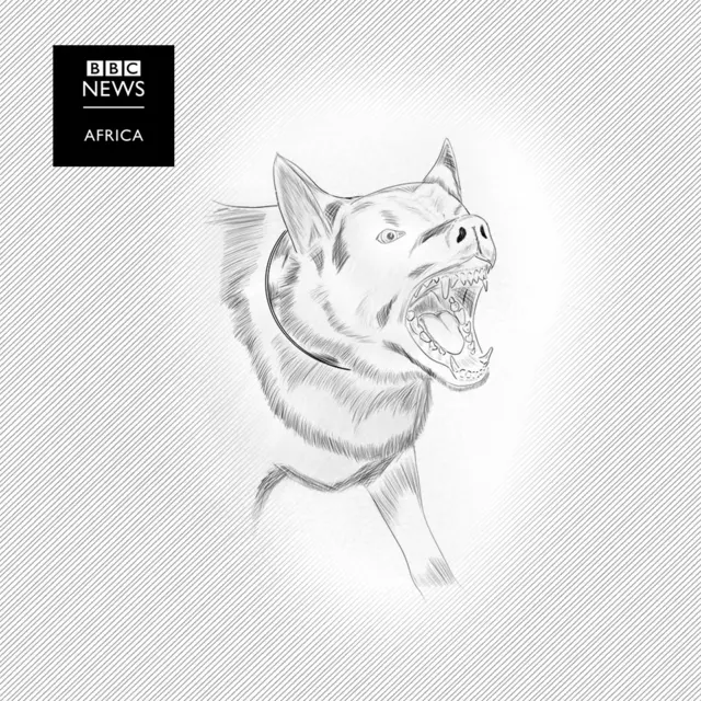 An illustration of  a barking dog