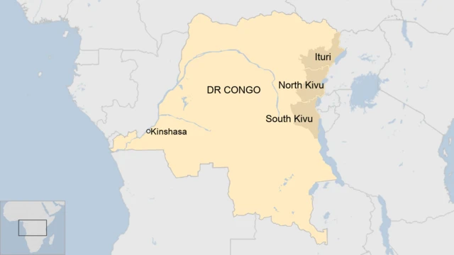 A map of  the Democratic Republic of Congo