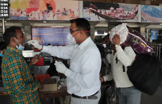 Testing at a railway station in New Delhi