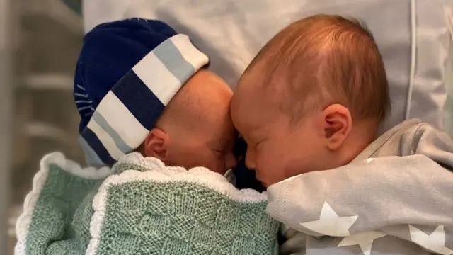 Laura's twin babies, Sylvie and Teddy