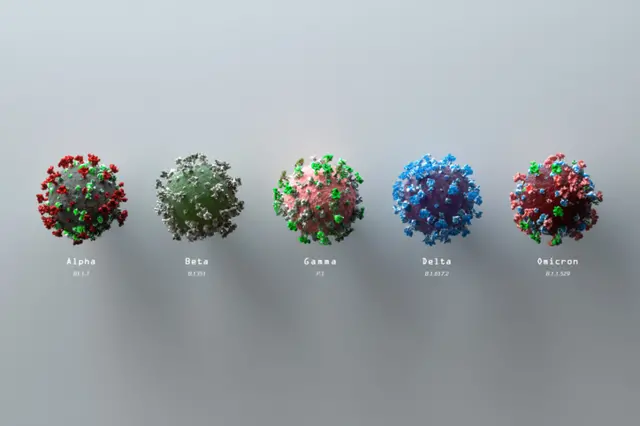 An illustration of coronavirus variants