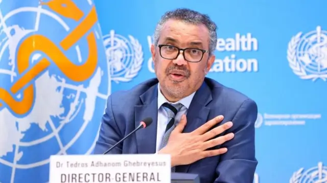 Tedros Adhanom Ghebreyesus, Director-General of the World Health Organization (WHO), speaks during a news conference