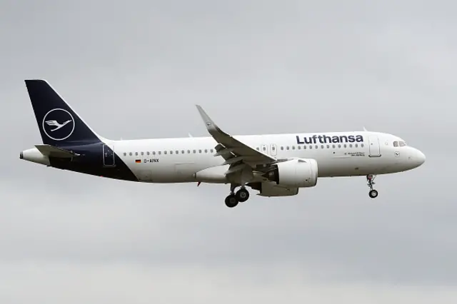 A Lufthansa plane in flight