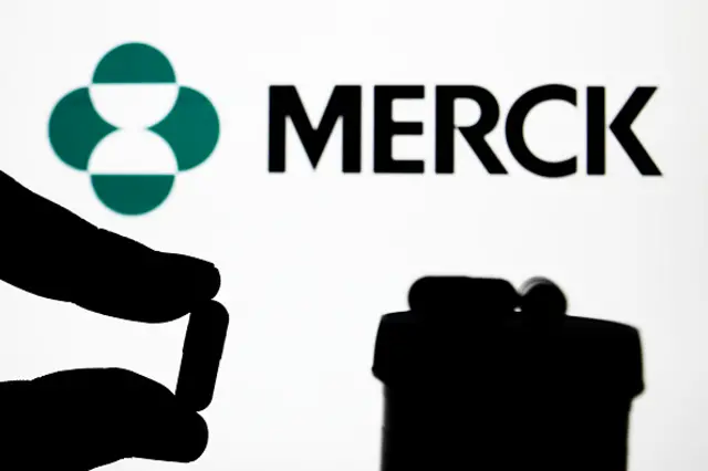 A promotional image of the new Merck pill