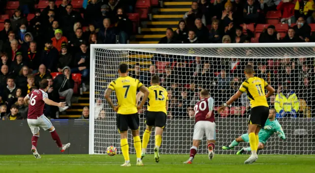 Mark Noble scores for West Ham.