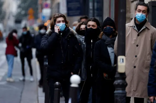 People queue for covid tests in Paris