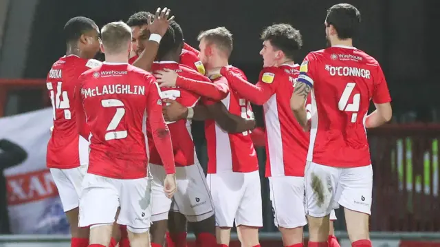 Morecambe celebrate goal