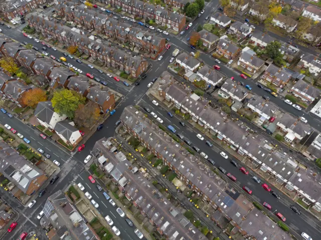 Aerial view of houses