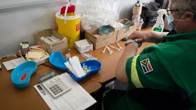 A vaccination centre in South Africa