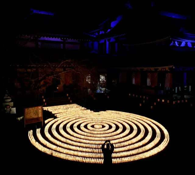 Candles at the Buddhist temple in Kamakura