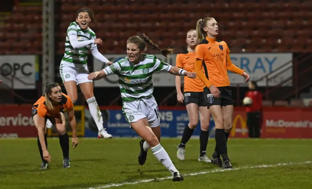 Celtic's Caitlin Hayes celebrates after making it 1-0