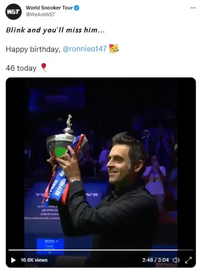 O'Sullivan birthday tweet