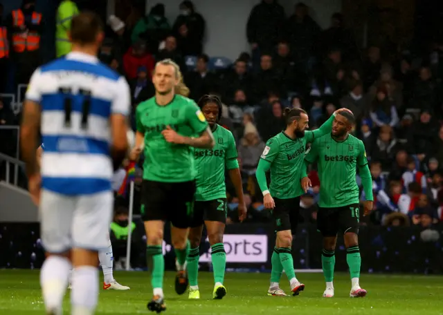 Stoke celebrate Tyrese Campbell's opener