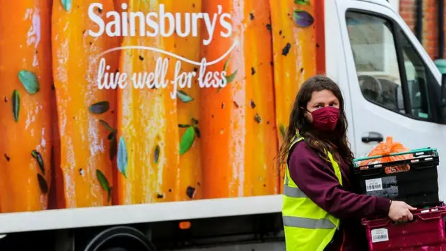 Sainsbury's delivery driver and van