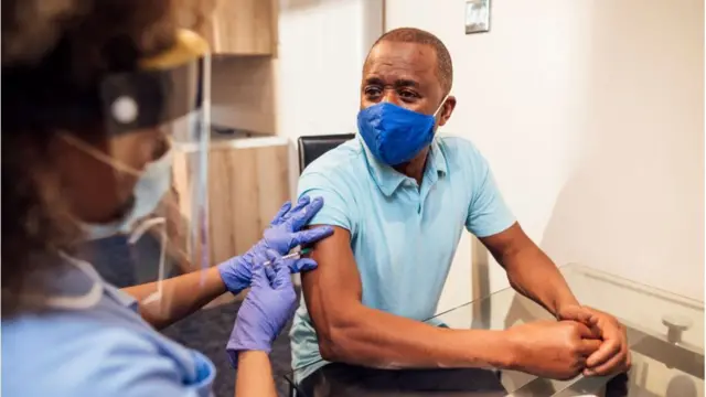 Man getting vaccinated