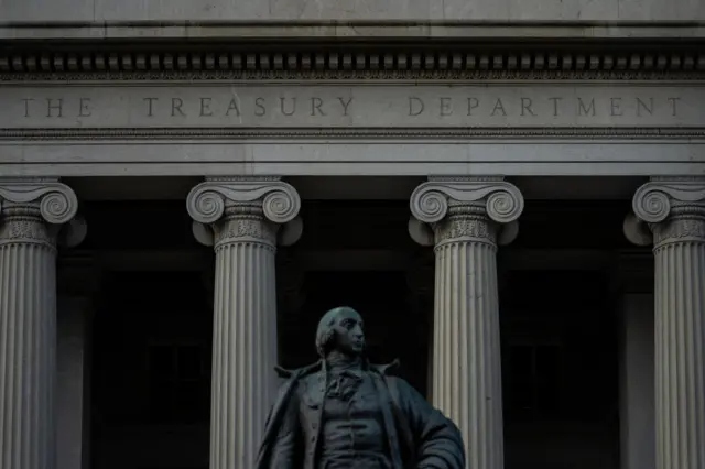 The US Treasury Building, photographed on Friday, July 16, 2021 in Washington, DC.