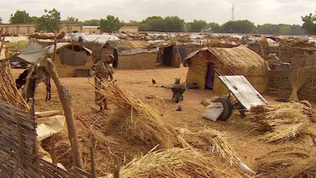 An archive photo show a camp for the displaced in Darfur