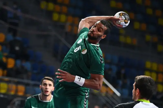 Algerian handball team during a match