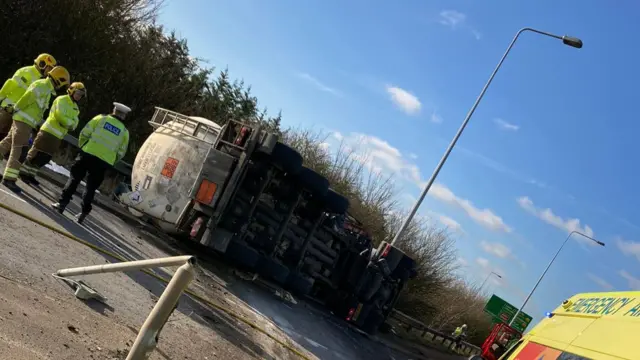 Overturned tanker