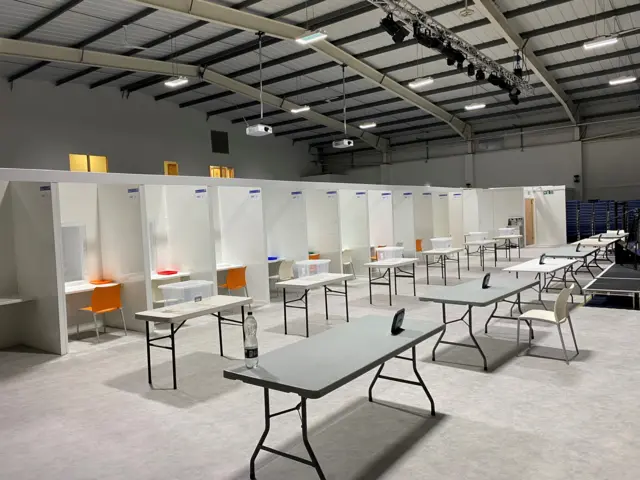 Testing booths at the Riverside Centre