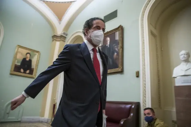 Lead House Manager Democratic Representative from Maryland Jamie Raskin following first day of the impeachment trial in the US Capitol in Washington, DC, USA, 09 February 2021.