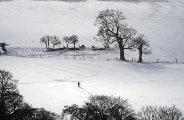 A snow-covered Teesdale in the County Durham Dales on Monday