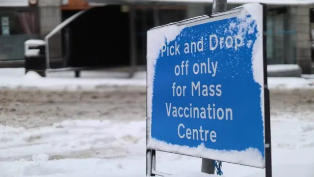 snowy vaccination sign