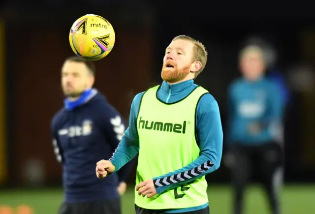 Kilmarnock's Alan Power warming up during a Scottish Premiership match between Kilmarnock and Motherwell