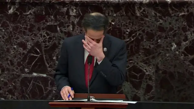 House lead impeachment manager Jamie Raskin becomes emotional at first day of Trump's senate trial on 9 February