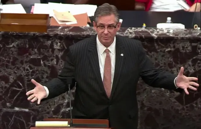 Trump lawyer Bruce Castor addresses the US Senate on 9 February