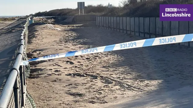 disinfectant area cordoned off on Chapel St Leonards beach