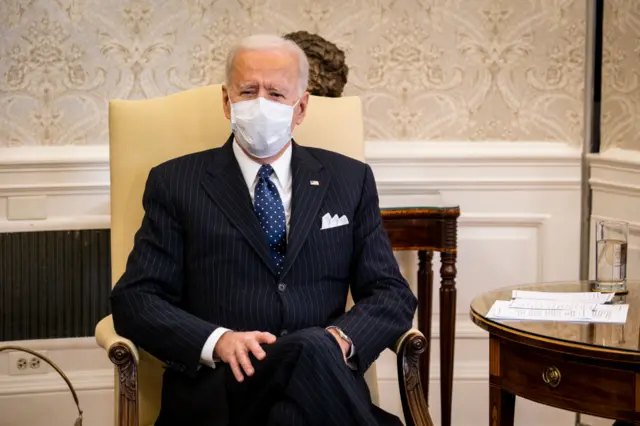 Biden in the Oval Office on 9 February 2021