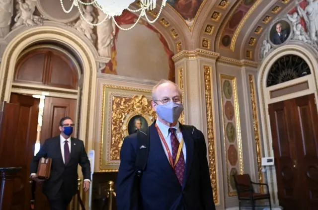 Bruce Castor and David Schoen walk into the Senate on 11 February 2021