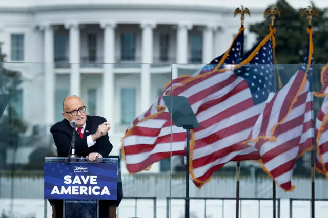 Rudy Giuliani speaks at January rally