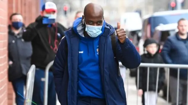 Kilmarnock's Youssouf Mulumbu arrives at Ibrox