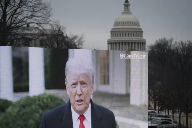 Video of Trump plays outside US Capitol