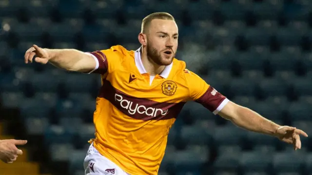 Allan Campbell celebrates his winning goal against Kilmarnock