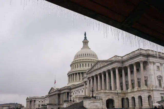 A general view of the U.S. Capitol following the conclusion of the second impeachment trial of former President Donald Trump on February 13, 2021 in Washington, DC