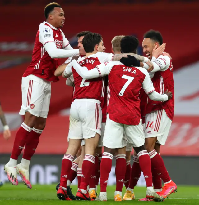 Pierre-Emerick Aubameyang scores for Arsenal