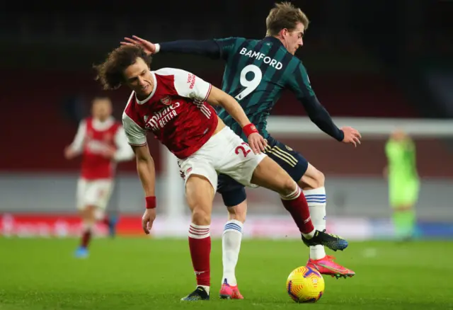 Leeds' Patrick Bamford and Arsenal's David Luiz