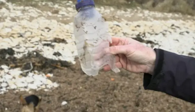 Plastic bottle found on beach