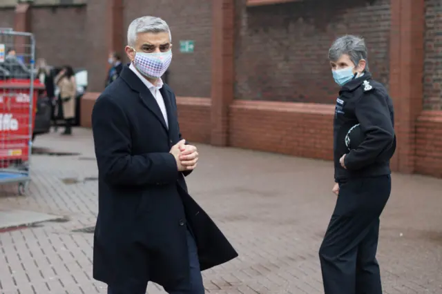 Mayor of London, Sadiq Khan walks a beat in Bethnal Green with Metropolitan Police Commissioner, Cressida Dick