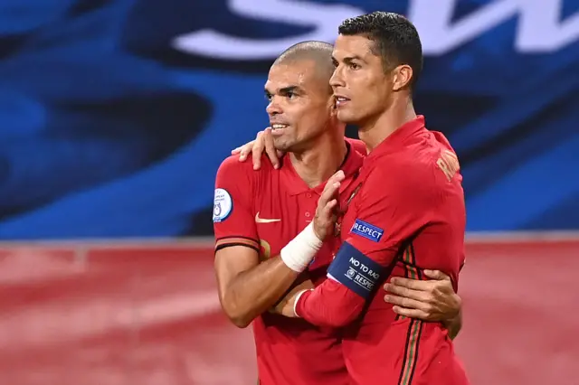 Pepe and Cristiano Ronaldo