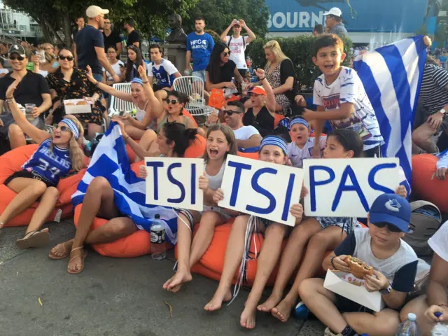 Greek fans at Melbourne Park in 2019