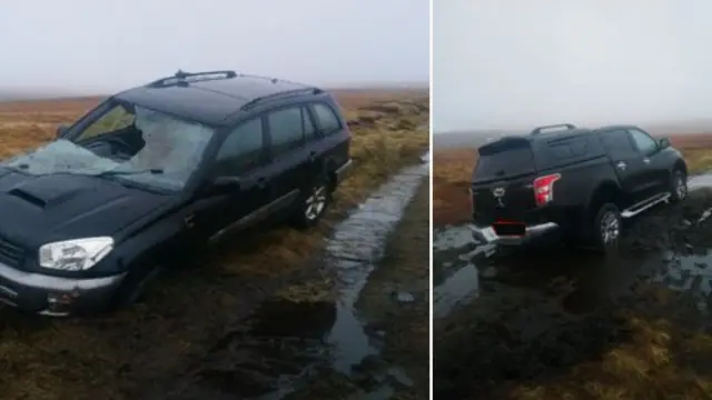 Cars stuck on Pennine Way