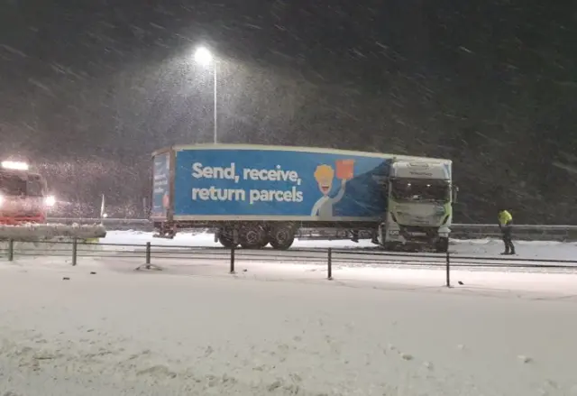 Jacknifed lorry